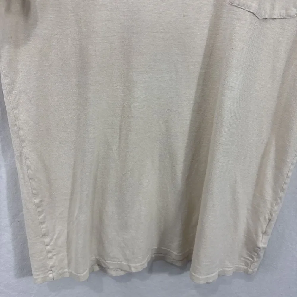 J Crew Men’s Hemp Blend Ivory Short Sleeve Tee Sz XL Tall Casual Outdoor Preppy